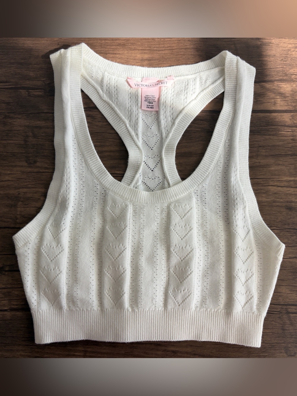 Victoria's Secret White Knit Racerback Crop Tank